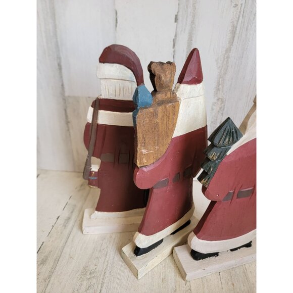 Wooden Santa Claus set tree toy sack figure Xmas decor - Picture 10 of 10